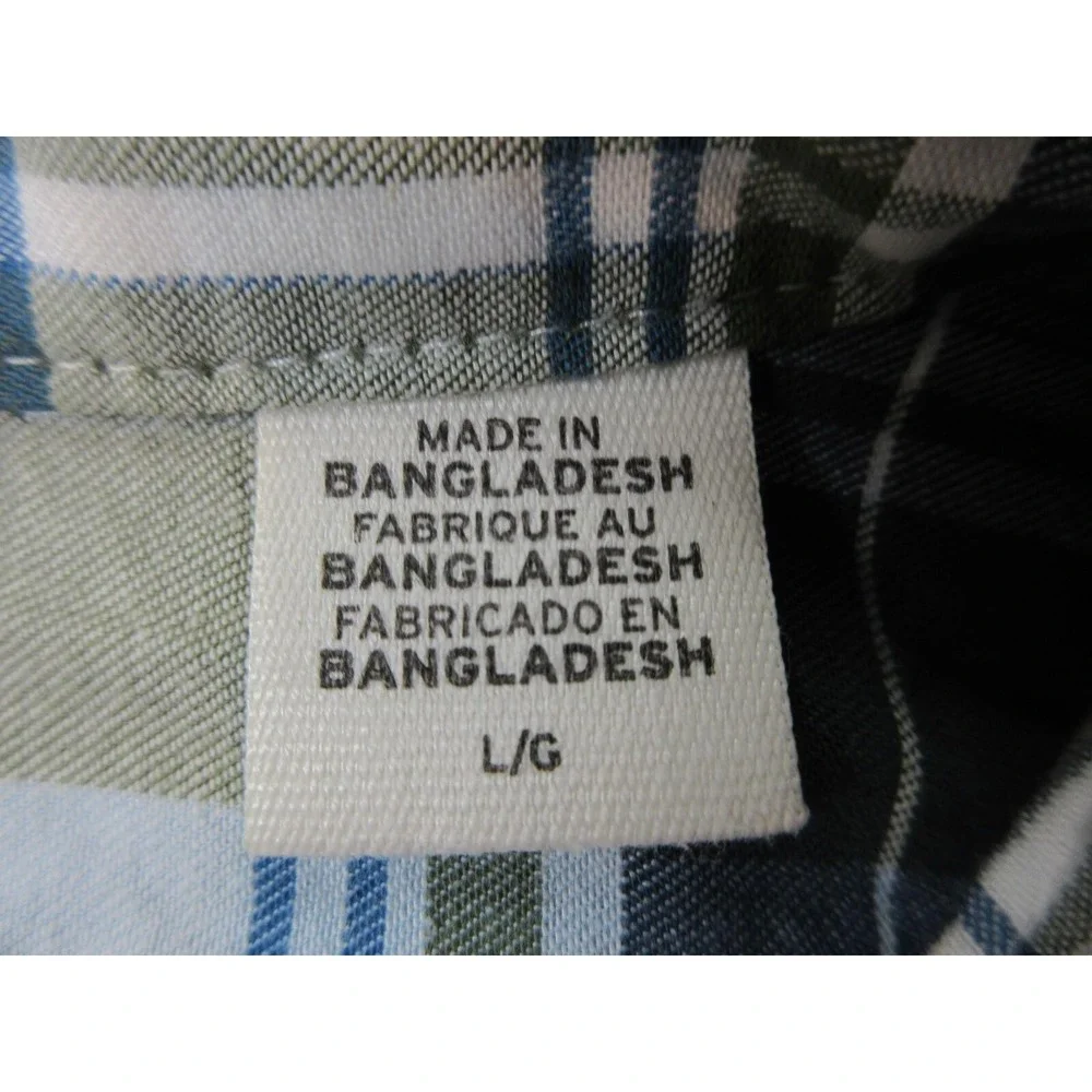 Levi's Shirt Mens L Blue Plaid Cotton Long Sleeve Pearl Snap Western Casual